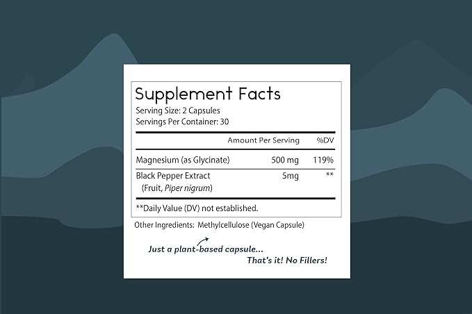 Thomas' all-natural Remedies Magnesium Glycinate Supplements, High Absorption, Dietary Supplements for Muscle and Bone Support, Non-GMO, No Fillers, 60 Vegan Capsules