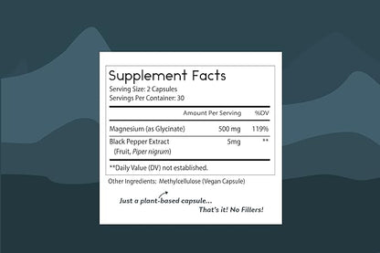 Thomas' all-natural Remedies Magnesium Glycinate Supplements, High Absorption, Dietary Supplements for Muscle and Bone Support, Non-GMO, No Fillers, 60 Vegan Capsules