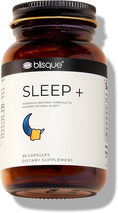 Blisque – Natural Sleep Aid Supplement for Sleep Support | Doctor-Approved | with Melatonin, Valerian Root, and Passion Flower | 90 Capsules | Vegan