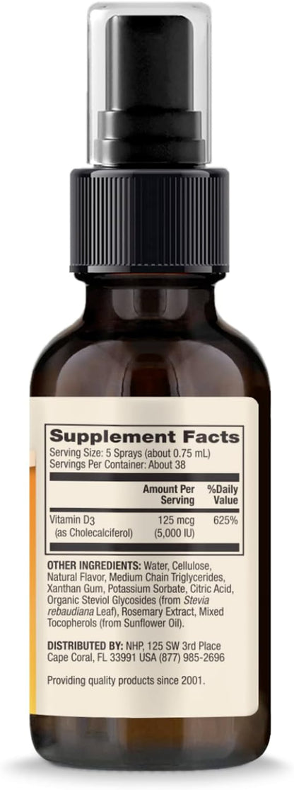 Dr. Mercola Vitamin D3 Sunshine Mist, 5000 IU Per Serving, 38 Servings, Dietary Supplement, Supports Immune and Joint Health, Non-GMO