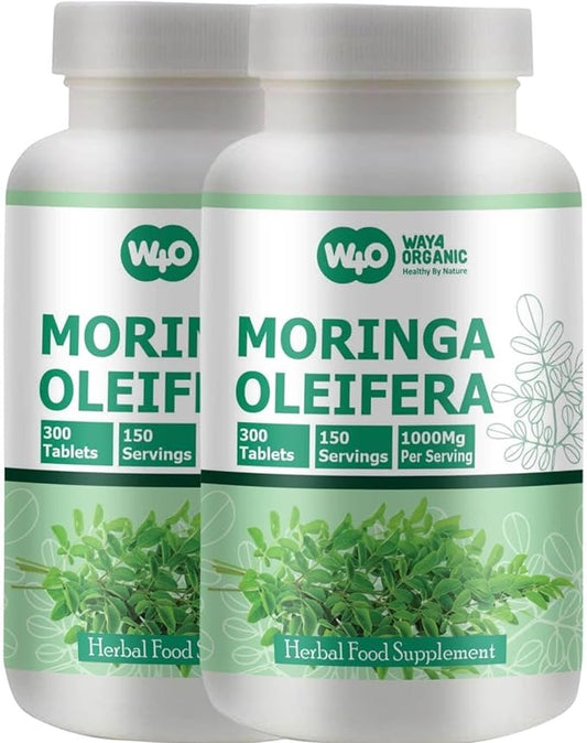 Moringa Leaf Powder Capsules (Tablets) - 300 Pills, 150 Servings, 1000 mg (2 Pack)