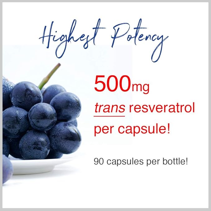 Wellness Resources Resveratrol Ultra 500mg of Actual Trans Resveratrol Per Capsule (90 Capsules)