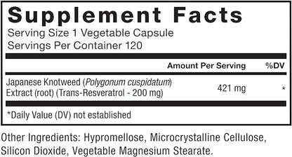 FORCE FACTOR Resveratrol Supplement to Support Heart Health, Antioxidants Supplement and Free Radical Scavenger Made with Japanese Knotweed, Vegan, Non-GMO, 120 Vegetable Capsules