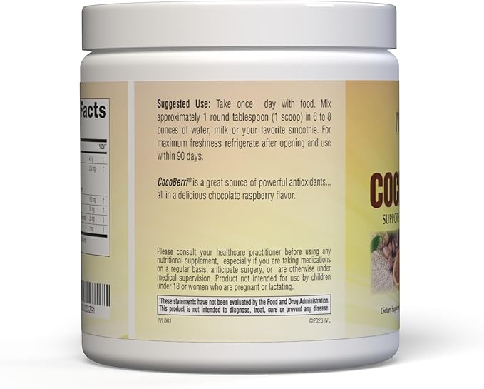 CocoBerri - Mixed of Alkalized Cocoa Powder and Resveratrol-Rich Berries - Supports a Healthy Heart, Reduce Oxidative Stress, Antioxidants (30 Servings)