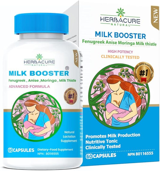 Breastfeeding Supplement MILK BOOSTER NEW2022 , Fenugreek Milk thistle Moringa Anise Complete Formula -Lactation supplement NEW2022 breastmilk supplements