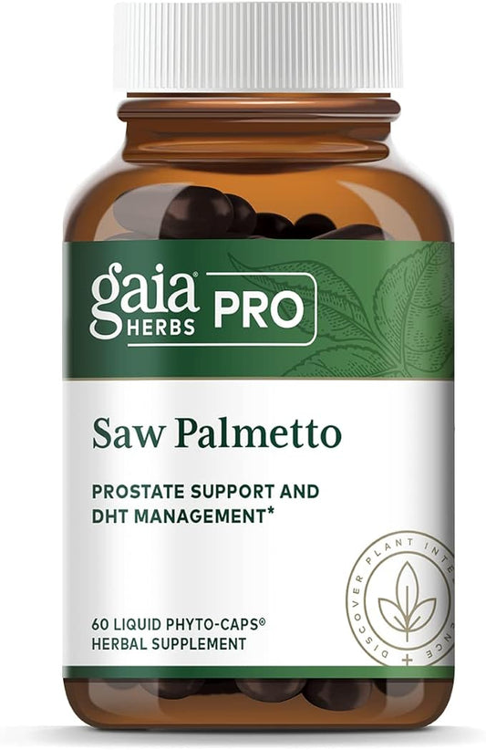 Gaia Herbs Pro Saw Palmetto Berry - Testosterone Booster for Men - with Saw Palmetto & Sunflower Seed Lecithin - 60 Vegan Liquid Phyto-Capsules (60 Servings)