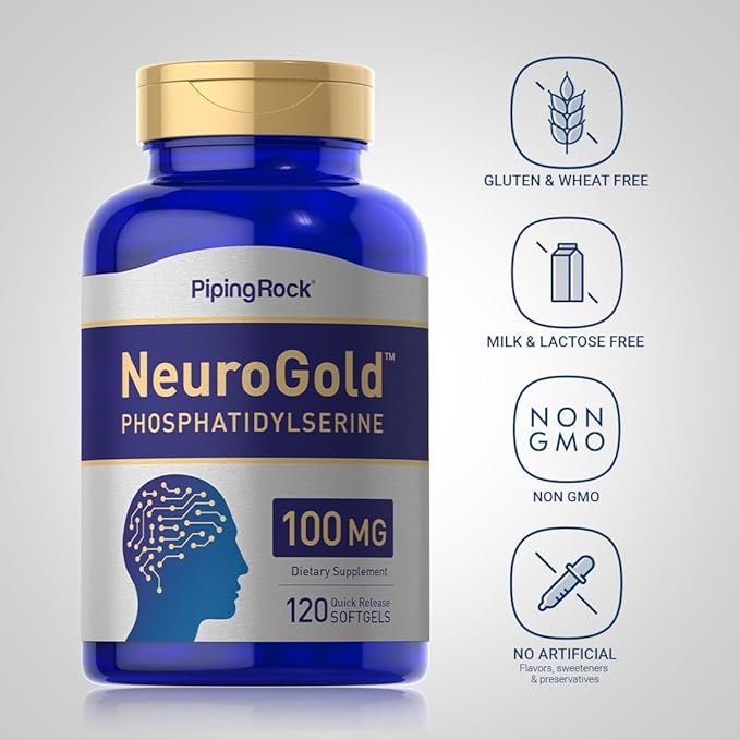 Piping Rock Phosphatidylserine Supplement | 100mg | 120 Softgels | NeuroGold | Non-GMO, Gluten