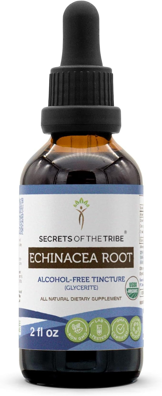 Echinacea Root USDA Organic Tincture | Alcohol-Free Extract, High-Potency Herbal Drops, Immune System Health | Made from 100% Certified Organic Echinacea Root (Echinacea Purpurea) 2 oz