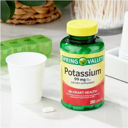 Spring Valley Potassium 99 mg, 250 Count + STS Sticker.