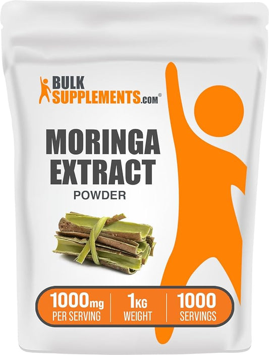 BulkSupplements.com Moringa Extract Powder - Superfood Supplement, from Moringa Oleifera, Moringa Powder - Vegan & Gluten Free, 1000mg per Serving, 1kg (2.2 lbs) (Pack of 1)