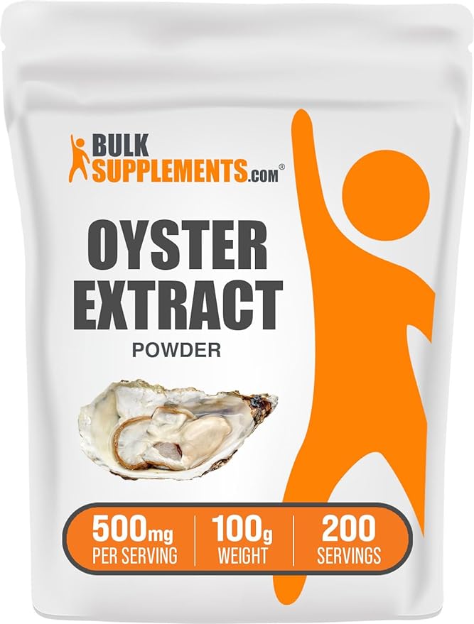 BulkSupplements.com Oyster Extract Powder - Oyster Supplement, from Whole Oyster Shells, Oyster Powder - Gluten Free, 500mg per Serving, 100g (3.5 oz) (Pack of 1)