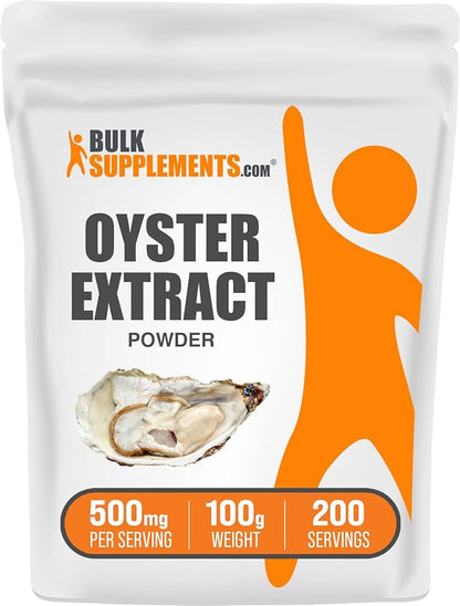 BulkSupplements.com Oyster Extract Powder - Oyster Supplement, from Whole Oyster Shells, Oyster Powder - Gluten Free, 500mg per Serving, 100g (3.5 oz) (Pack of 1)