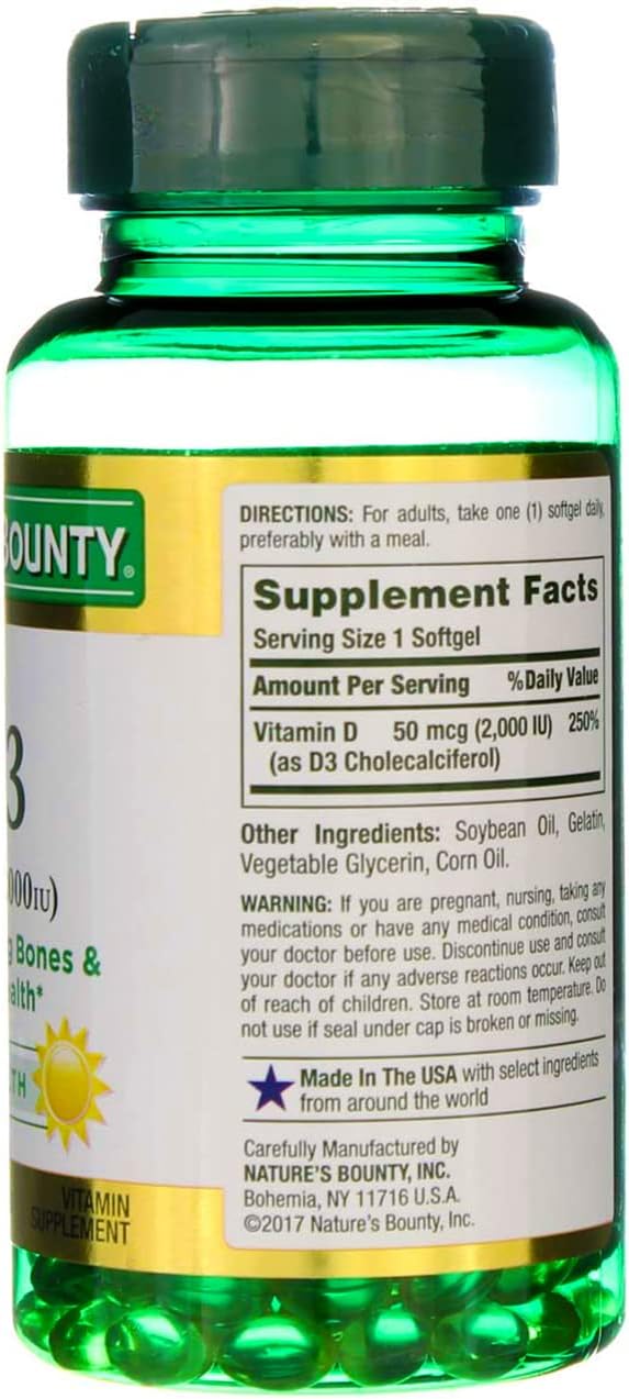 Nature's Bounty Vitamin D3 2000 IU Softgels 150 ea