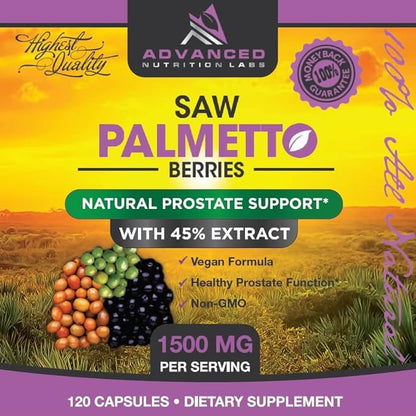 Saw Palmetto, 1500 mg, 120 Capsules, Plus Extract for Women and Men