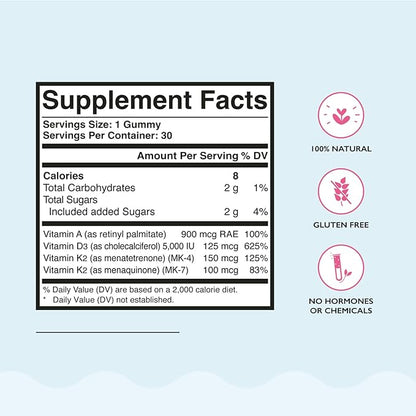 Laura Posada Vitamin D3 Plus Gummies 30 Count D3, A, K for Calcium Absorption, Menopause Immune Support, Bone & Heart Health, Hormone Optimization – Non-GMO Gluten Free 100% Natural Made in USA