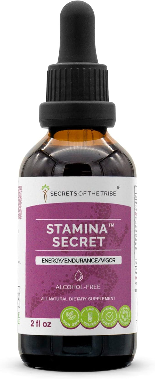 Stamina Secret Alcohol-Free, Glycerite Maca, Schisandra, Eleuthero Siberian Ginseng, Gotu Kola, Barrenwort-Horny Goat Weed, Rhodiola. Tincture, Herbal Extract Energy/Endurance/Vigor 2 OZ