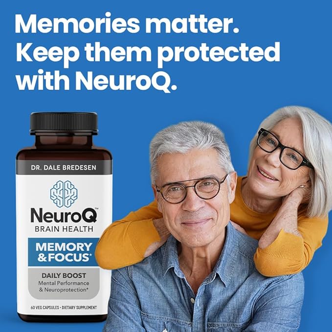 NeuroQ Memory & Focus - Boosts Cognitive Performance & Healthy Brain Function - Neuroprotective Formula by Dr. Dale Bredesen - Gotu Kola Ginkgo Phosphatidylserine Coffee Fruit & Propolis - 60 Capsules