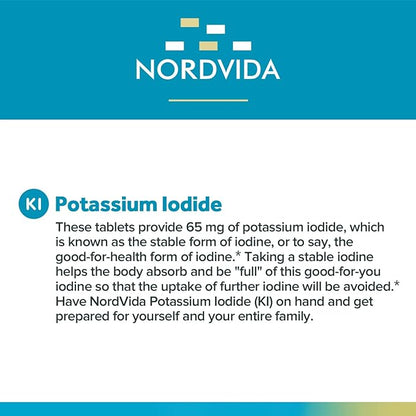 Potassium Iodide 65 mg Tablets, Emergency Kit, Iodide Pills, Survival Kit, Potassium Iodide (KI) Tablets, Thyroid Support, 60 KI Tablets