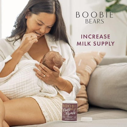 Boobie Bears Lactation, Lactation Supplement for Increased Breast Milk, Immunity Support, Postpartum Hair Loss, Superfood Breastfeeding Supplements with Moringa and Elderberry (60 Count)