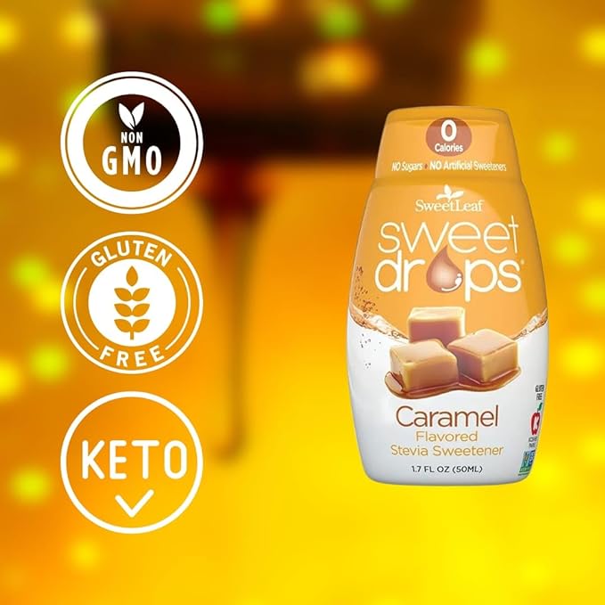 Liquid Stevia Sweetener, Caramel Flavored Stevia Sweetener, Sweet-leaf Sweet Drops, 1.7 Ounce Pack of 2, Comes with a GOOD FOR MY HOME Box