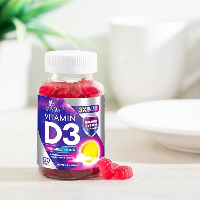 Vitamin D3 Gummy Vitamins Extra Strength 5000 IU (125 mcg) High Potency Vita D Gummies Dietary Supplement - Bone, Teeth, Muscle & Immune Support, Nature's Vitamin D Supplement, Non-GMO - 120 Gummies