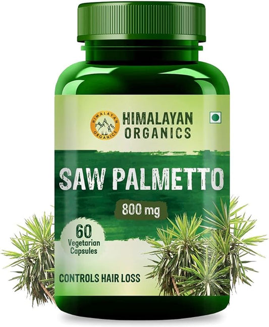 Organics Saw Palmetto Extract 800mg Supplement for Hair Growth | Support Prostate Health & Urinary Function | Good for Mens and Womens - 60 Veg Capsules