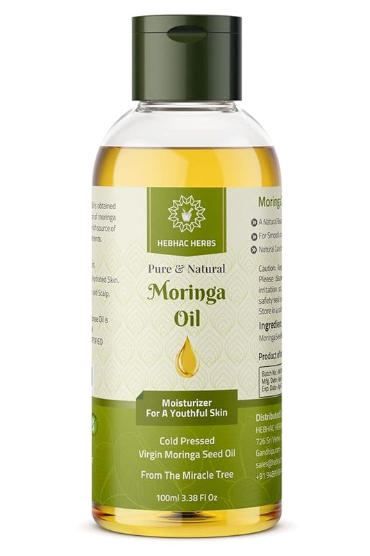 Moringa Oil Premium Grade Cold-Pressed Moringa Oil 100ml for skin face| Made With Organic Moringa Seeds (3.38oz)