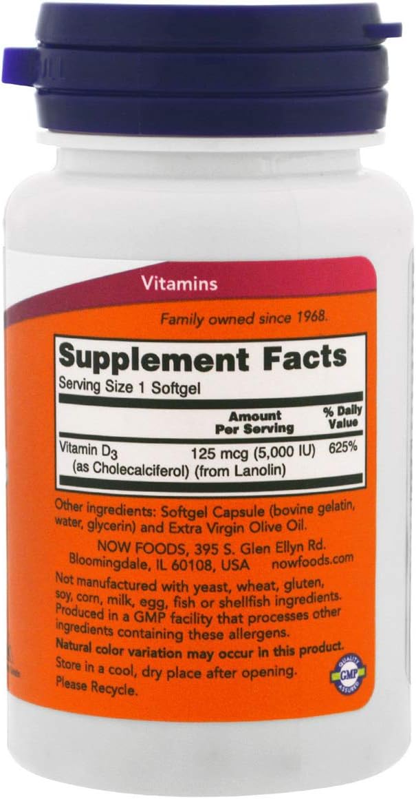 NOW Vitamin D-3 5,000 IU,120 Softgels