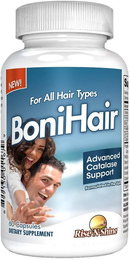 BoniHair Catalase Supplement for Vibrant, Youthful Hair Support- 10,000 IU Catalase with Saw Palmetto, Biotin, Fo-Ti, PABA - 360 Capsules - Pack of 6 (180-day Supply)