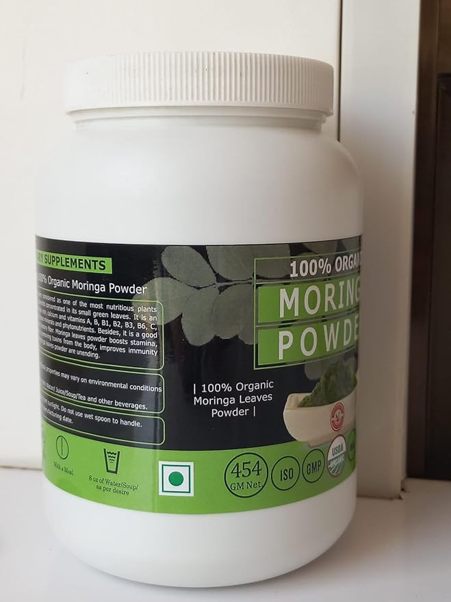 Moringa Leaves Powder- 16 Oz, Moringa Oleifera, Pure & Natural, Have Excellent Source of Many Vitamins and Mineral I RAW, Greenish Like Leaves, NO Preservative, Non GMO