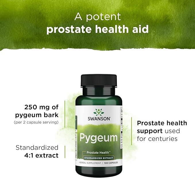 Swanson Pygeum - Herbal Supplement Promoting Male Prostate Health, Bladder, and Urinary Tract Health Support - Mens Health Supplement - (100 Capsules, 125mg Each) 4 Pack