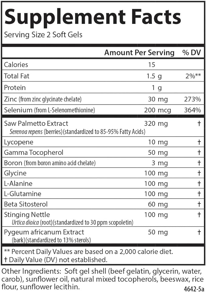 Carlson - Nutra-Support Prostate, with Saw Palmetto & Stinging Nettle, Prostate Support, Reproductive Health & Men's Health, 90 Softgels