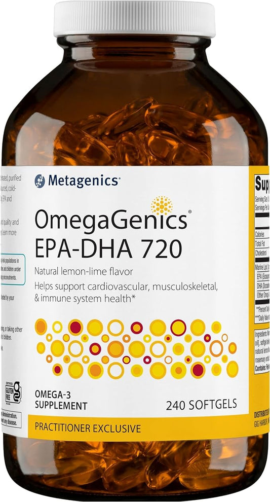 Metagenics OmegaGenics EPA-DHA 720- Omega-3 Fish Oil Supplement - for Heart Health, Musculoskeletal Health & Immune System Health* - with DHA & EPA - 240 Softgels