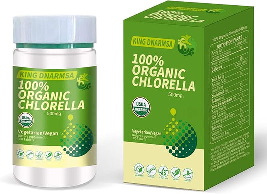 Certified 100% Organic Chlorella Tablets 500mg 300 Count,Broken Cell Wall,Rich in Immune Vitamins,Chlorophyll,Minerals,Amino Acids,Fatty Acids and Fiber,Vega Non-GMO-Superfood Supplement