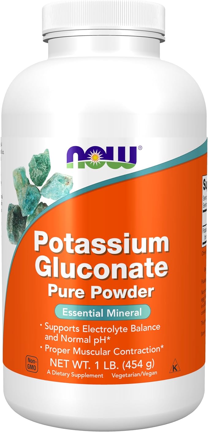 NOW Supplements, Potassium Gluconate Pure Powder 175 mg, Essential Mineral*, 1-Pound