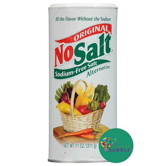 Original NoSalt 11OZ - Premium Sodium-Free Salt Substitute, Ideal for Low Sodium Diets, Real Salt Taste (Pack of 1) + CreateAndBundle Sticker