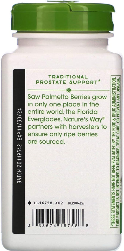 Nature's Way 585 mg Saw Palmetto Berries Capsules, 180 Count (2 Pack)