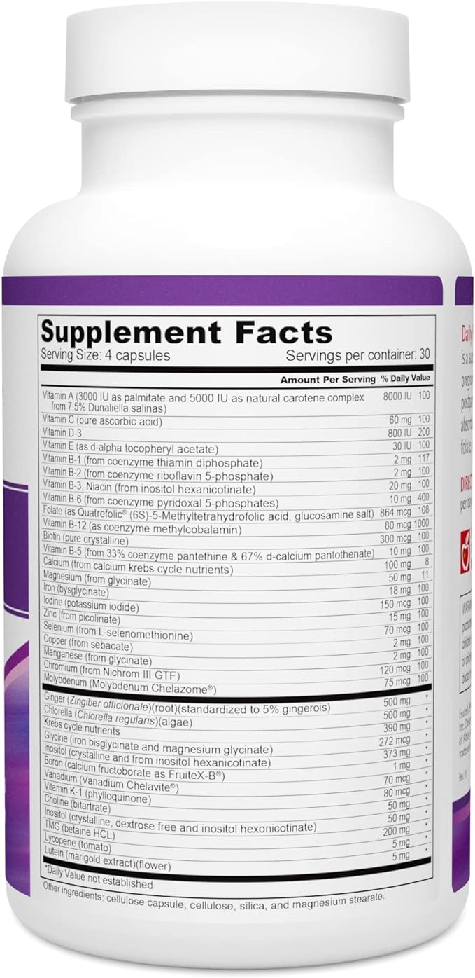 Wellness Resources Daily Prenatal Multi Vitamin - High Absorption Methyl Folate, Coenzyme B Vitamins, Iron Bisglycinate (120 Capsules)