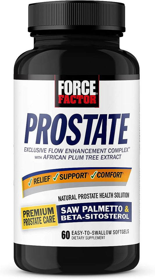 Force Factor Prostate Saw Palmetto and Beta Sitosterol Supplement for Men, Prostate Health/Size Support, Urinary Relief, Bladder Control, Reduce Nighttime Urination, 60 Softgels