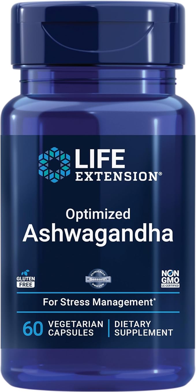 Life Extension Vitamin D3 5000 IU, Ashwagandha - Stress Relief, Focus, Memory, Mood Support - Non-GMO Supplement Bundle