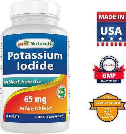 Best Naturals Potassium Iodide 65 mg - Dietary Supplement, 60 Tablets (3 Bottles) (3)