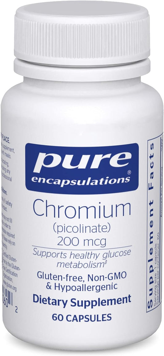 Pure Encapsulations Chromium (Picolinate) 200 mcg | Hypoallergenic Supplement for Healthy Lipid and Carbohydrate Metabolism Support* | 60 Capsules