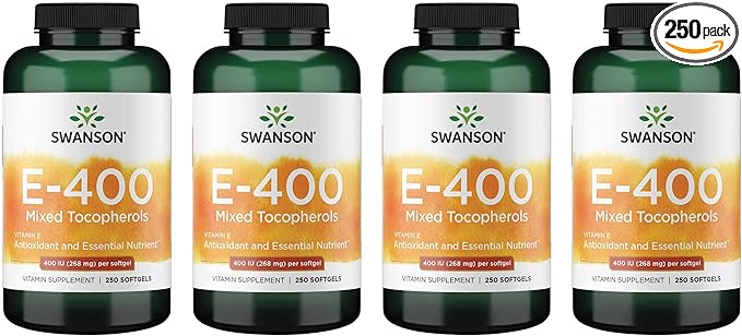 Swanson E-400 Mixed Tocopherols 400 Iu (268 mg) 250 Sgels 4 Pack