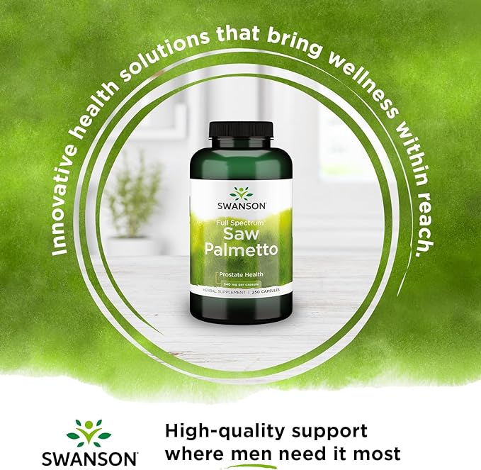 Swanson Saw Palmetto Herbal Supplement for Men Prostate Health Hair Supplement Urinary Health 540 mg 250 Capsules