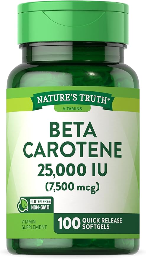 Beta Carotene 25000 IU Softgels | 100 Count | Vitamin A Supplement | Non-GMO and Gluten Free Supplement | by Nature's Truth