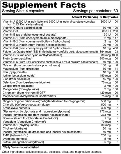 Wellness Resources Daily Prenatal Multi Vitamin - High Absorption Methyl Folate, Coenzyme B Vitamins, Iron Bisglycinate (120 Capsules)