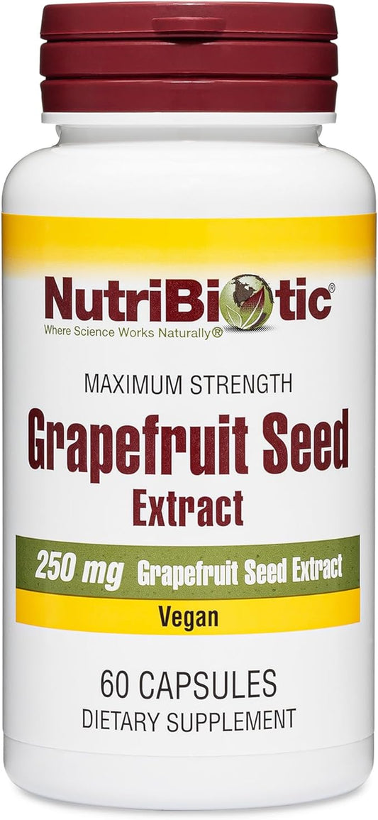 NutriBiotic – Grapefruit Seed Extract Capsules 250 mg, 60 Count - Maximum Strength with Bioflavonoids