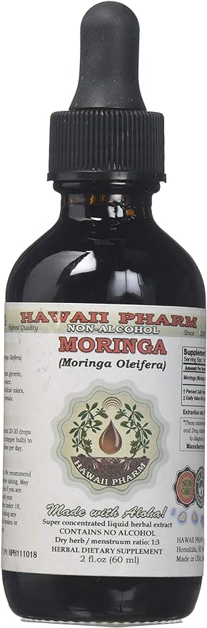 Moringa Alcohol-FREE Liquid Extract, Moringa (Moringa Oleifera) Leaf Glycerite Herbal Supplement 2 oz