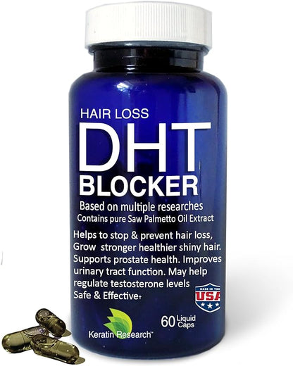 DHT Focus Pure Saw Palmetto Oil Organic Natural with Beta Sitosterol, Biotin Support Helps Prostate Health Sleep Better Reduce Frequent Urination DHT Blocker Stop Hair Loss (30-Day Supply)