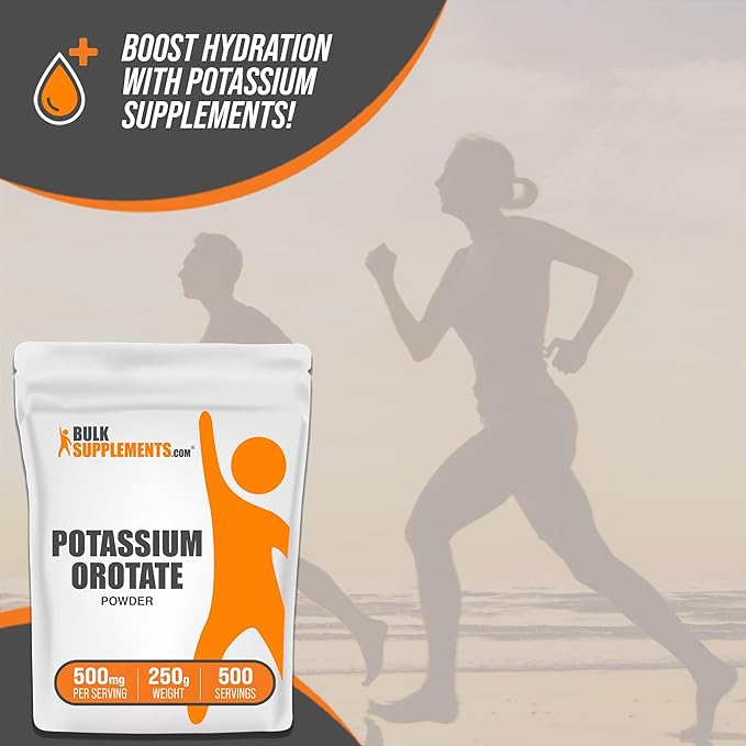 BulkSupplements.com Potassium Orotate Powder - Potassium Supplement, Potassium Orotate 500mg, Potassium Powder - Gluten Free, 500mg (95mg Potassium) per Serving, 250g (8.8 oz) (Pack of 1)